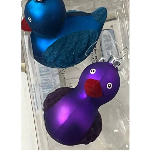Set 6 Christmas Glass Ornament Tree Decor Rubber Duck Ducky Duckies Vintage Y2K - Picture 3 of 4